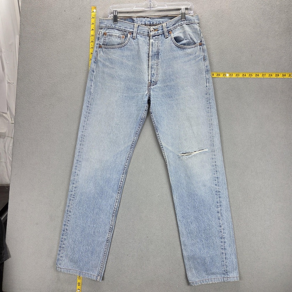 Vintage Levis 501 Jeans Mens Blue Straight Light Wash Button Fly USA Fits 32x30